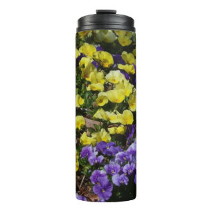 Hillside of Purple and Yellow Pansies Thermal Tumbler