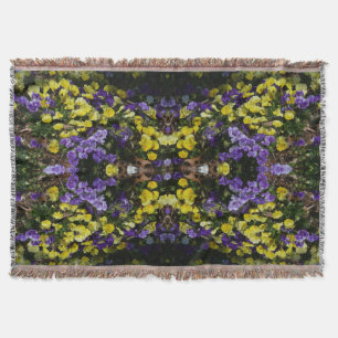 Hillside of Purple and Yellow Pansies Throw Blanket