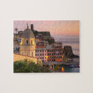Hillside town of Vernazza in the evening, Cinque Jigsaw Puzzle