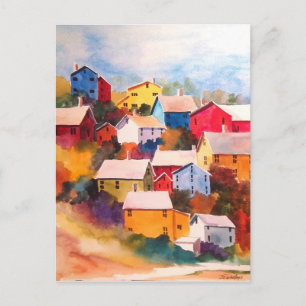 Hillside Village Houses Postcard