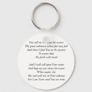 Hillsong United- Oceans lyrics Inspirational Key Key Ring