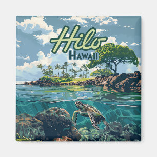 Hilo Hawaii Big Island Turtle Beach Vintage  Magnet