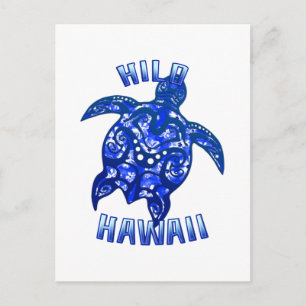 Hilo Hawaii Vacation Tribal Turtle Postcard