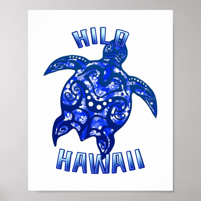 Hilo Hawaii Vacation Tribal Turtle Poster (Front)