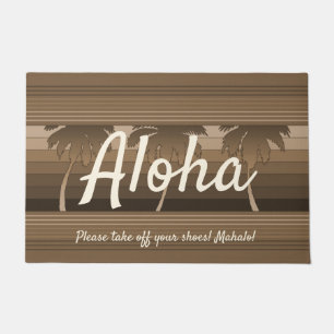 Hilo Hawaiian Palms Striped Aloha Brown Doormat