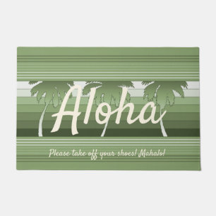 Hilo Hawaiian Palms Striped Aloha Green Doormat