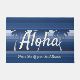 Hilo Hawaiian Palms Striped Aloha Navy Doormat