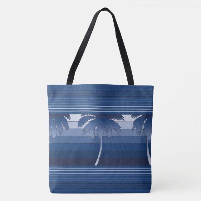Hilo Hawaiian Palms Striped Beach Bag (Front)