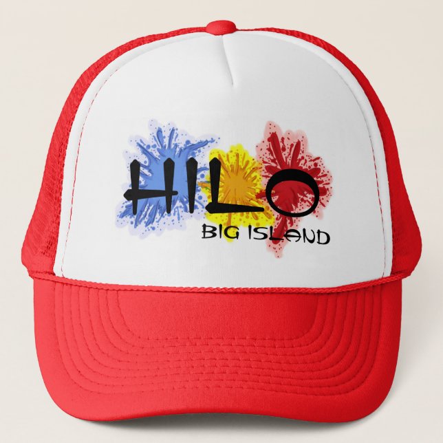 Hilo paint splatter hawaii big island red hat (Front)