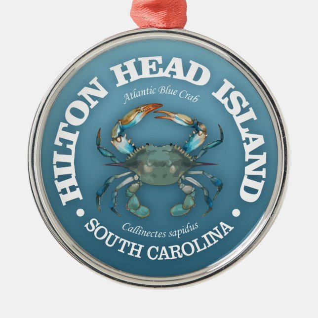Hilton Head (blue crab) Metal Ornament (Front)