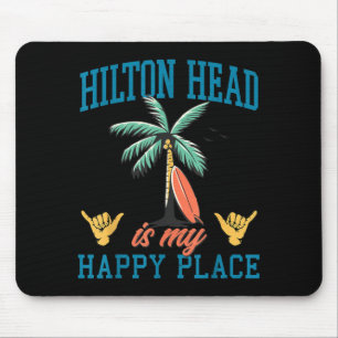 Hilton Head is Happy Place Retro Beach Palm Trees Mouse Pad