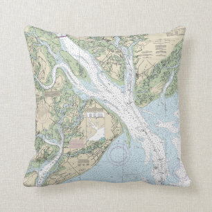 Hilton Head Island/Beaufort Nautical Chart Pillow