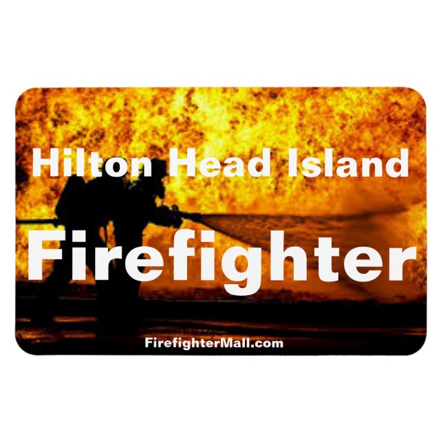Hilton Head Island Firefighter Flames Flexible Magnet (Horizontal)