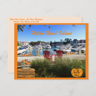 Hilton Head Island Harbour Town Marina Hello Fall Postcard