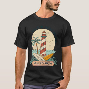 Hilton Head Island Lighthouse Palm Trees Surf T-Shirt