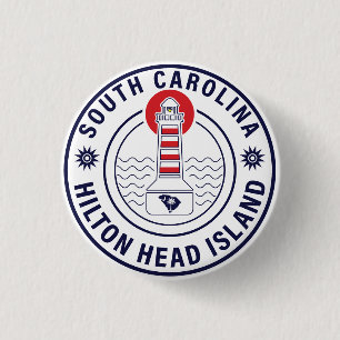 Hilton Head Island Lighthouse Retro Sunset 3 Cm Round Badge