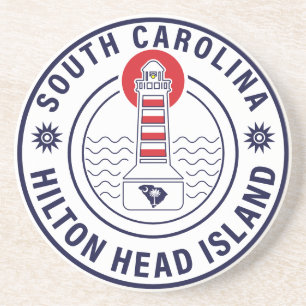 Hilton Head Island Lighthouse Retro Sunset Coaster