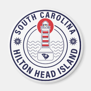 Hilton Head Island Lighthouse Retro Sunset Magnet
