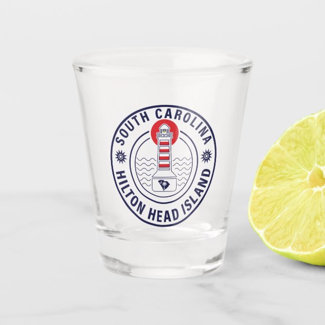 Hilton Head Island Lighthouse Retro Sunset Shot Glass (Front)