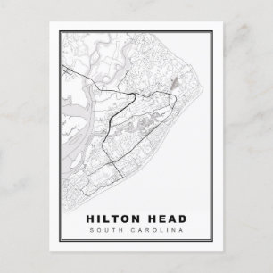 Hilton Head Island Map Holiday Postcard