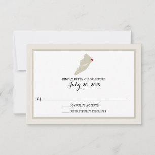 Hilton Head Island Map with heart Wedding RSVP Card