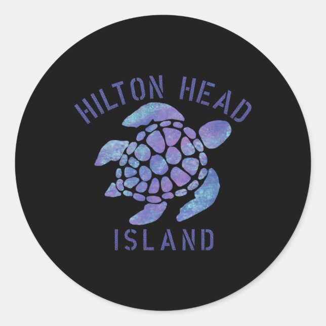 Hilton Head Island Sc Beach Illustration Classic Round Sticker (Front)
