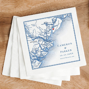 Hilton Head Island SC Map Elegant Navy Wedding Napkin
