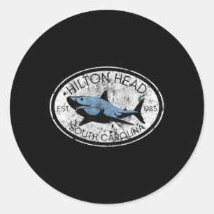 Hilton Head Island South Carolina Fishing Shark Fi Classic Round Sticker