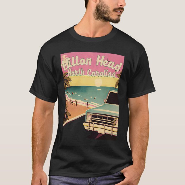 Hilton Head Retro Beach Vacation Souvenir Hilton H T-Shirt (Front)