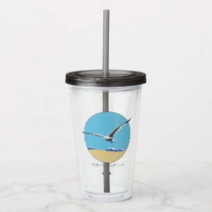 Hilton Head, SC Sea Gull Flying over Beach Acrylic Tumbler