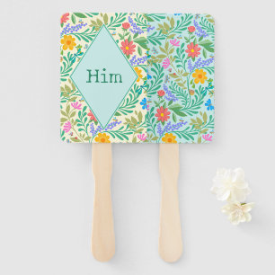 Him Elegant Boho Floral Bridal Wedding Shower Game Hand Fan