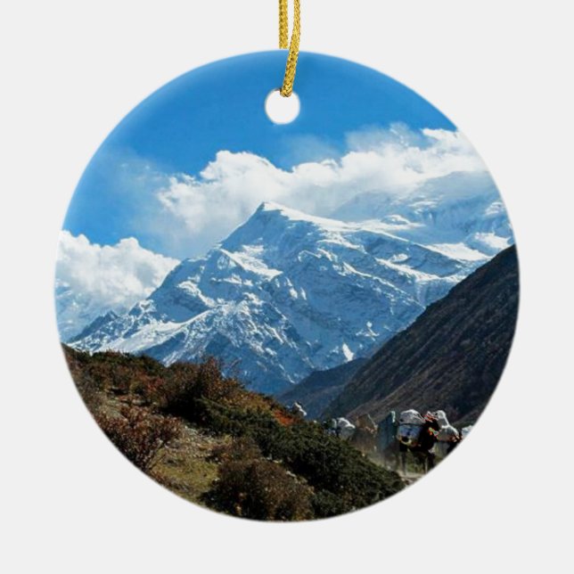 Himalaya Mount Everest India Nepal Travel Summer Ceramic Ornament (Front)