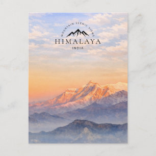 Himalaya Mountain Scenic Views India Watercolor Holiday Postcard