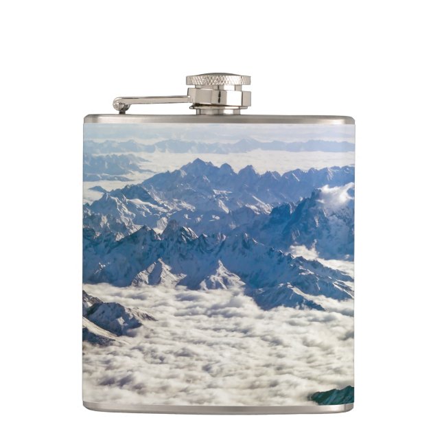 Himalaya mountains under clouds - Tibet Hip Flask (Front)