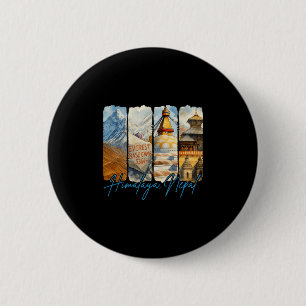 Himalaya Nepal Traveling Trip Brushstroke Souvenir 6 Cm Round Badge