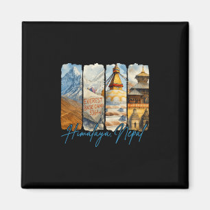 Himalaya Nepal Traveling Trip Brushstroke Souvenir Magnet