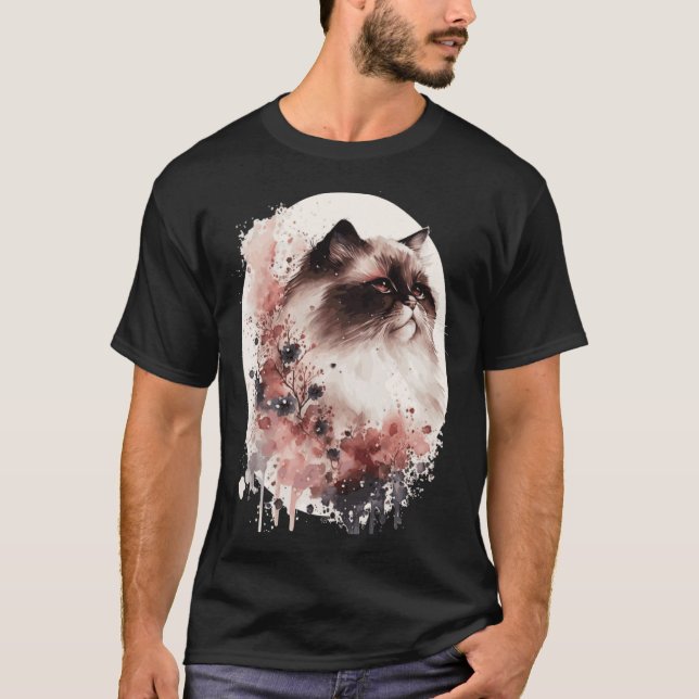 Himalayan Cat Cherry Blossom Japanese Sakura T-Shirt (Front)
