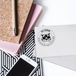 Himalayan Cat Family Return Address  Rubber Stamp
