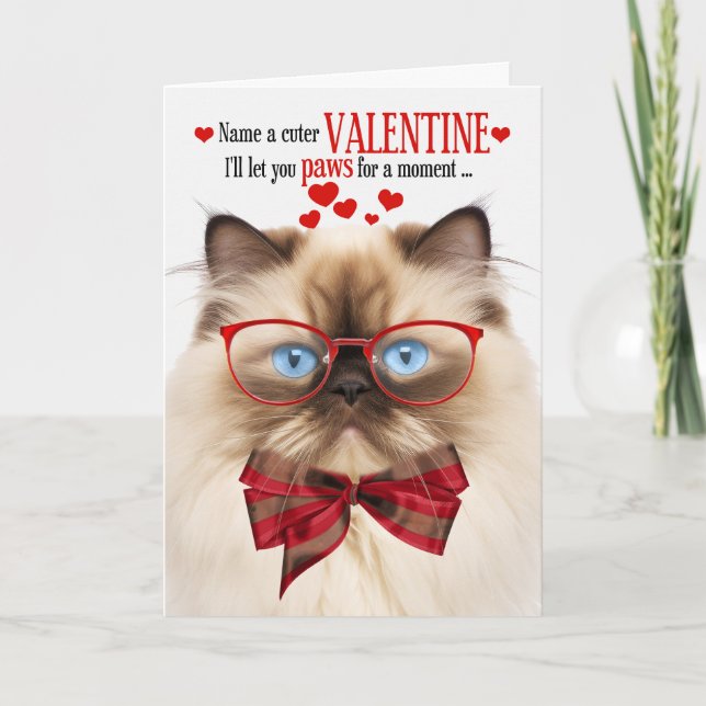 Himalayan Cat Feline Humour Valentine's Day Holiday Card (Front)
