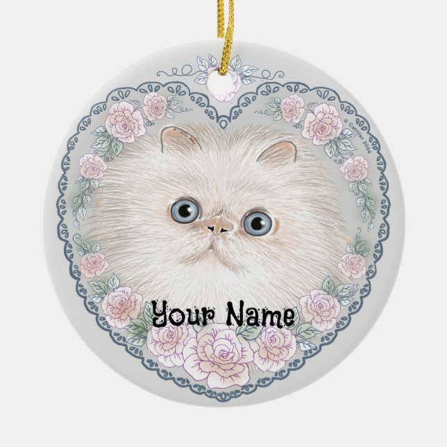 Himalayan Cat Heart  Ceramic Ornament (Front)