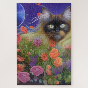 Himalayan Cat in Flowers Jigsaw Puzzle