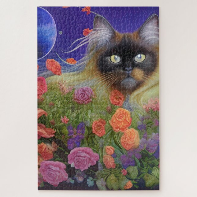 Himalayan Cat in Flowers Jigsaw Puzzle (Vertical)