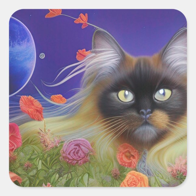 Himalayan Cat in the Garden    Square Sticker (Front)