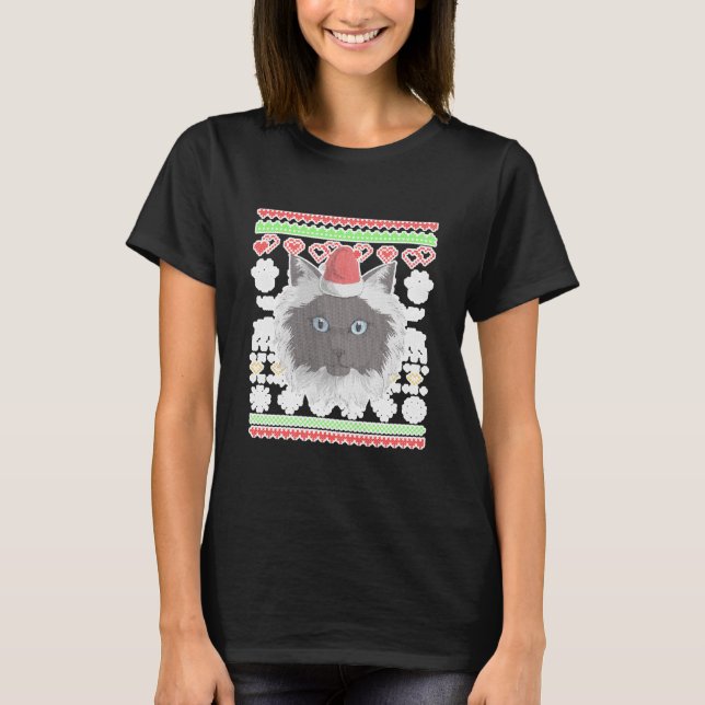 Himalayan Cat Kitty Santa Claus Ugly T-Shirt (Front)