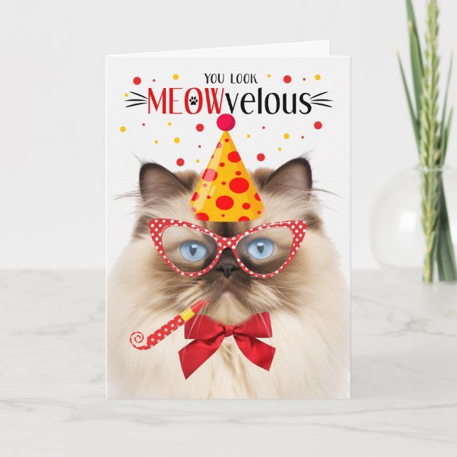 Himalayan Cat MEOWvelous Birthday Card (Front)