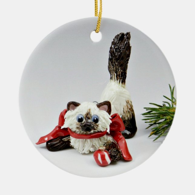 Himalayan Cat Sealpoint Ceramic Ornament (Front)