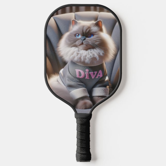 Himalayan Diva Cat Pickleball Paddle (Front)