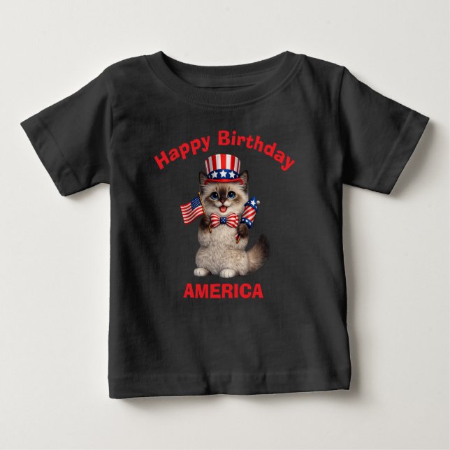 Himalayan Kitten (1j) Patriotic Kid T-Shirt (Front)