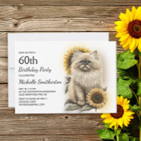 Himalayan Kitten Cat Sunflowers 60th Birthday
