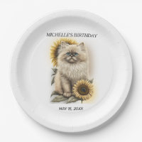 Himalayan Kitten Cat Sunflowers Birthday Name